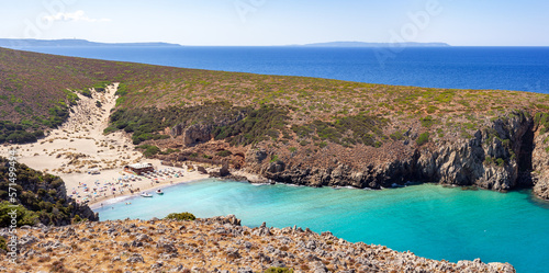 Sardegna, panorama di Cala Domestica, splendida spiaggia nei pressi di Buggerru, Italia, Europa 