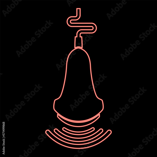 Neon ultrasound tool with wave medical diagnostic device equipment echograpy red color vector illustration image flat style photo