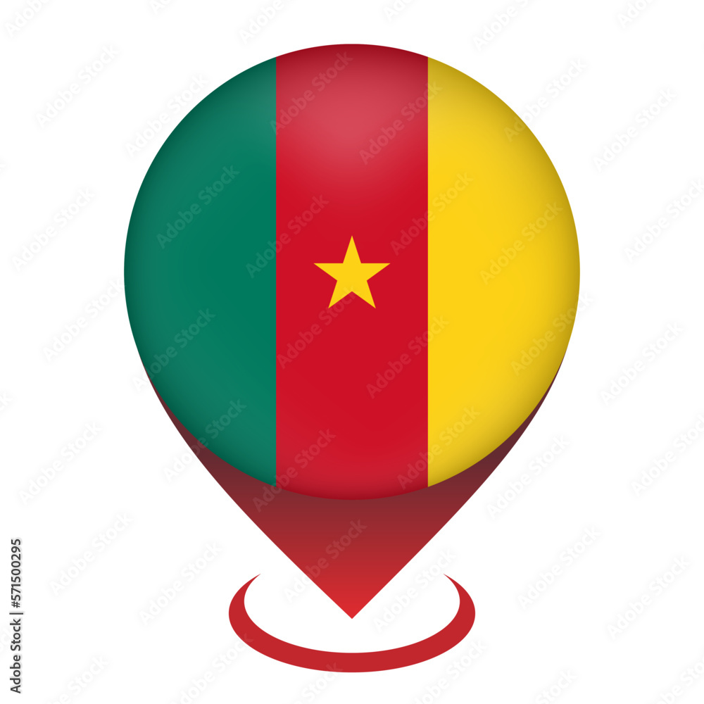 Map pointer with contry Cameroon. Cameroon flag. Vector illustration. Map pointer with contry Cameroon. Cameroon flag. Vector illustration.
