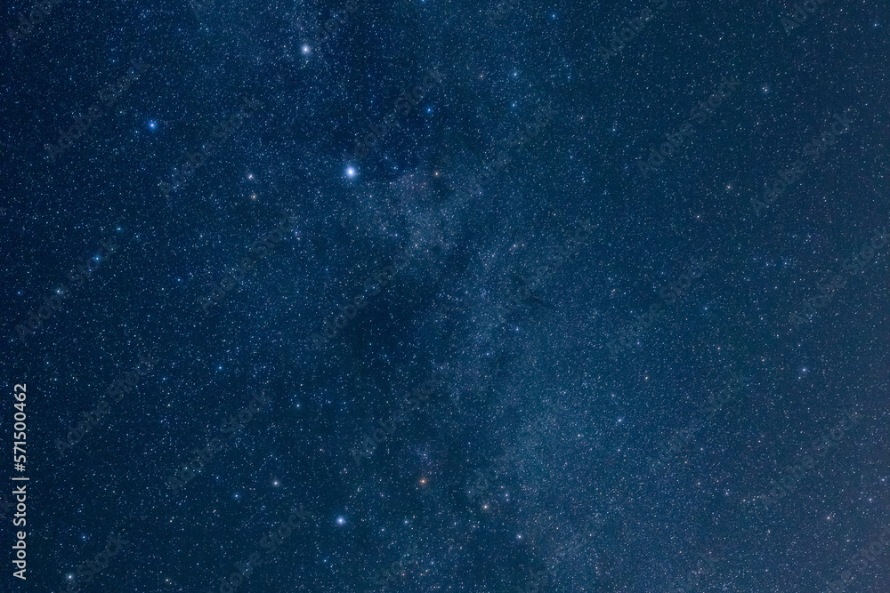 Obraz premium Milky Way stars and constellations on evening sky.