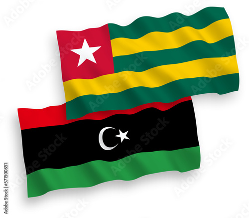Flags of Togolese Republic and Libya on a white background