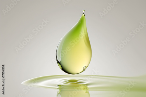 Squalane. Skin care serum gel texture, oil drops. Sample of cosmetic product with bubbles macroscopic Generative AI photo