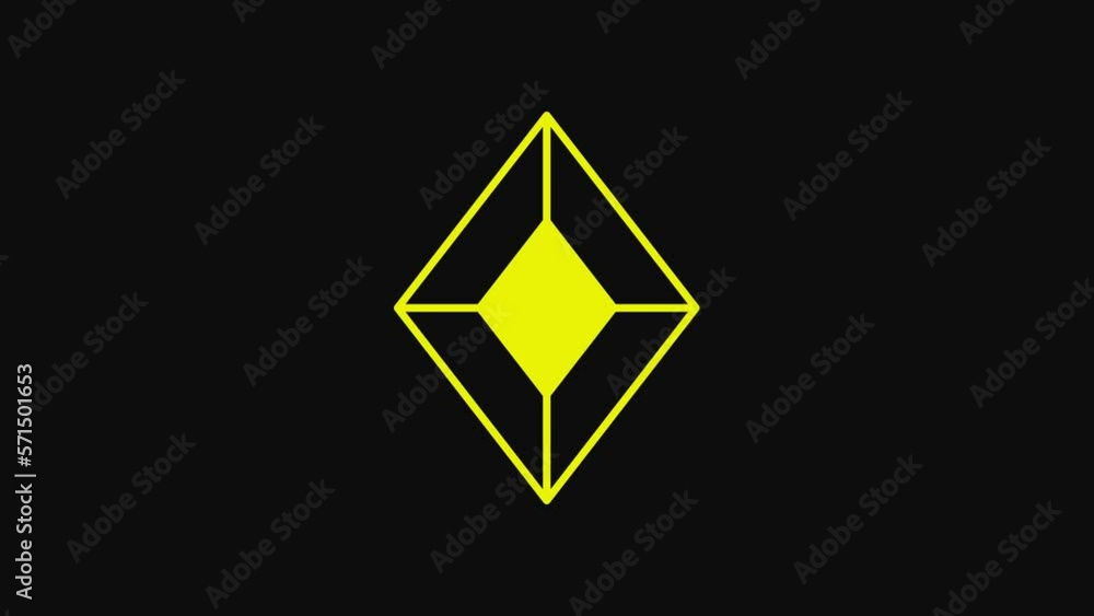 Yellow Gem stone icon isolated on black background. Jewelry symbol. Diamond. 4K Video motion graphic animation Yellow Gem stone icon isolated on black background. Jewelry symbol. Diamond. 4K Video motion graphic animation