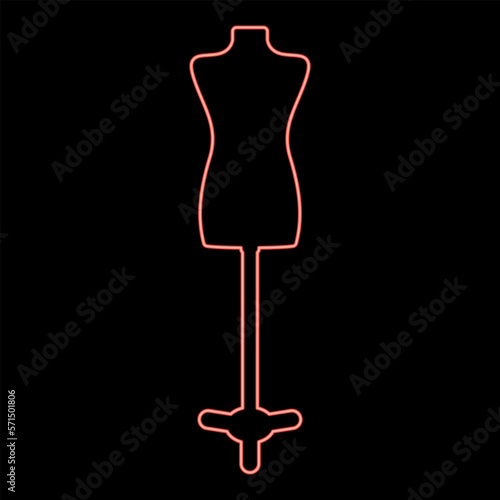 Neon torso Mannequin tailors dummy silhouette manikin dressmakers red color vector illustration image flat style