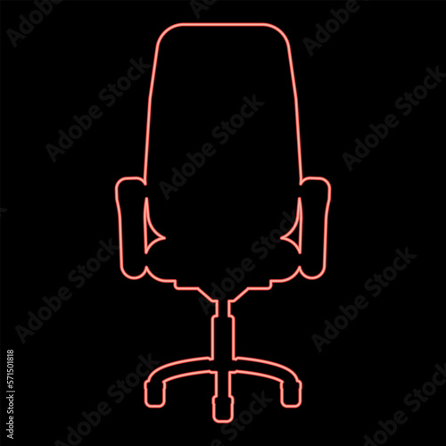 Neon office chair recliner red color vector illustration image flat style