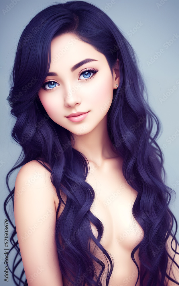 Portrait of a young beautiful woman.Anime style Portrait of a young beautiful woman.Anime style