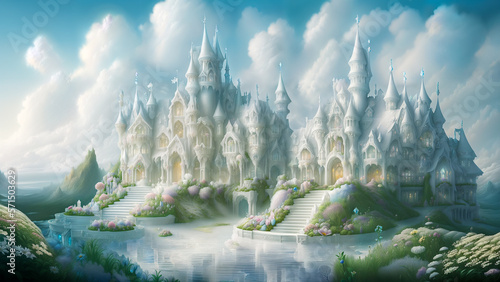 Fairytale white castle in the clouds © vladnikon