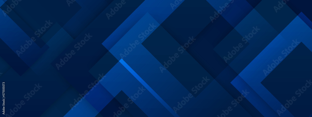 Obraz premium Blue modern abstract wide banner with geometric shapes. Dark blue and white abstract background. Vector illustration