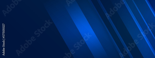 Blue modern abstract wide banner with geometric shapes. Dark blue and white abstract background. Vector illustration