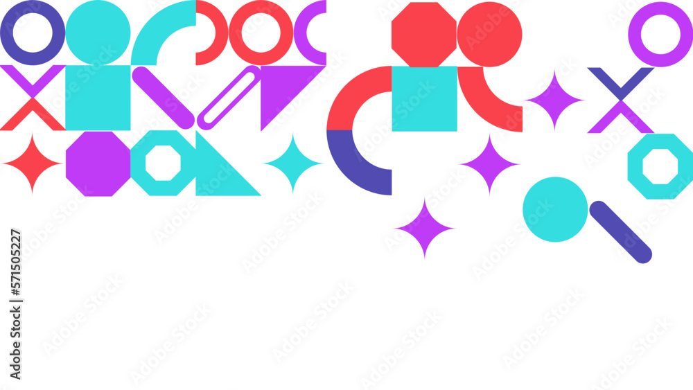 Fototapeta premium Memphis geometric abstract shapes background vector . Retro trendy halftone vector elements design for advertisement, Wallpaper, commercial and sale banner, poster. Vector illustration.