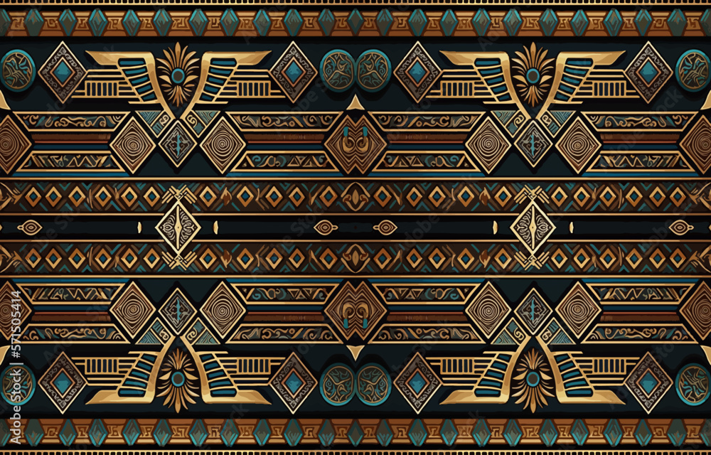 vetor-de-egyptian-fabric-pattern-abstract-indigenous-line-art-for