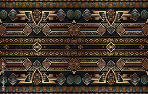 Egyptian fabric pattern. Abstract indigenous line art for ancient Egypt. Egyptian textile vector illustration ornate elegant luxury style. Art print design for clothing, carpet, wallpaper, backdrop.