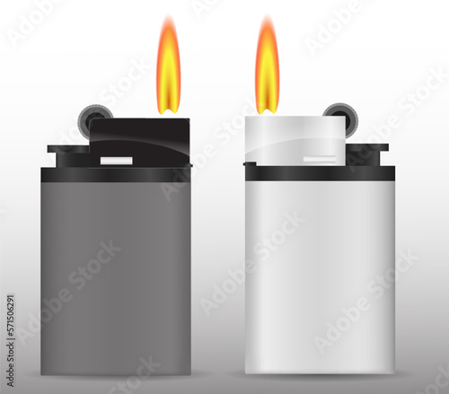 as pocket lighter with flame isolated - 3d illustration