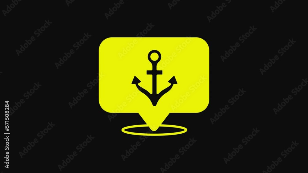 Yellow Anchor icon isolated on black background. 4K Video motion graphic animation Yellow Anchor icon isolated on black background. 4K Video motion graphic animation