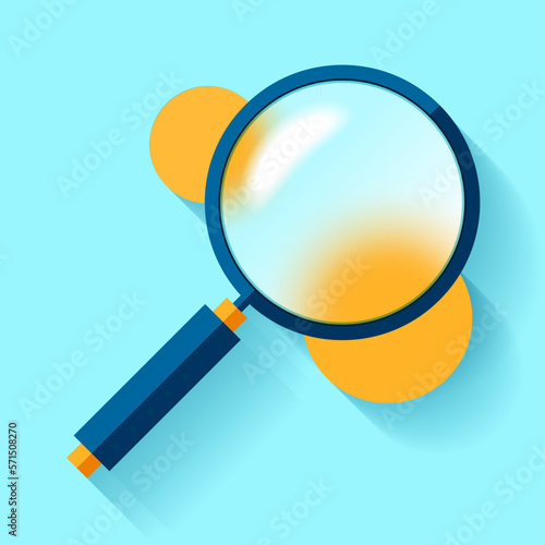 Magnifying glass. Glassmorphism design. Zoom tool. Magnifier. Search loupe icon in flat style. Vector illustration