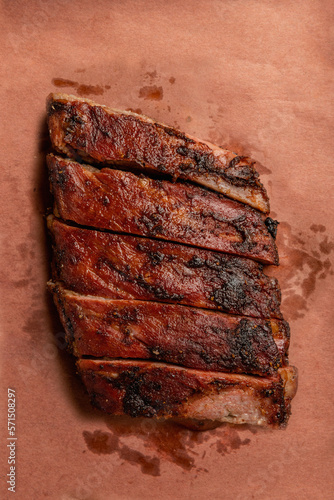 Closeup of BBQ Pork Spareribs photo