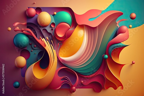 Colorful Geometric Background with Fluid Shape Composition (AI generated) © Tim
