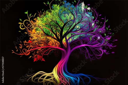 abstract colorful rainbow tree background