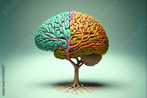 brain shaping tree, symbolizing emotional intelligence . Generative AI
