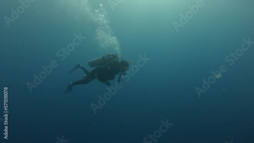 Wallpaper Mural Man diving alone across inmensity of ocean in Mexican Caribbean Torontodigital.ca