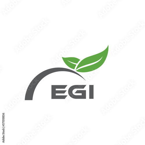 EGI letter nature logo design on white background. EGI creative initials letter leaf logo concept. EGI letter design.