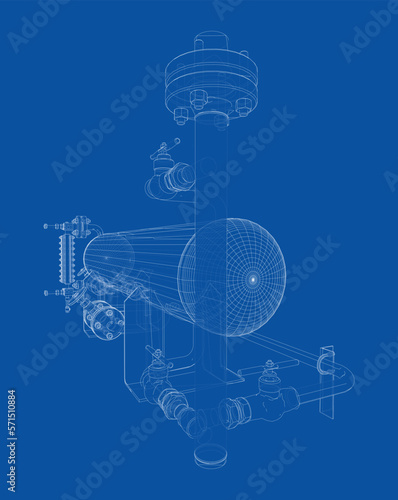 Industrial tank with valves. Vector