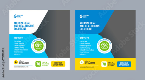 Medical or healthcare services social media post design template