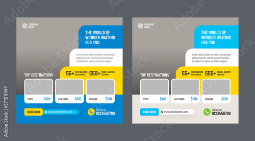 Travel or holiday trip social media banner or post template