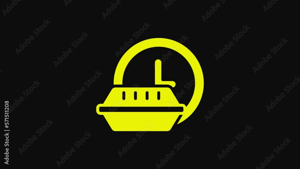 Yellow Round the clock delivery icon isolated on black background. 4K Video motion graphic animation Yellow Round the clock delivery icon isolated on black background. 4K Video motion graphic animation