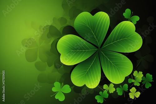 ST Patrick s day green background clover leaf selected fucus for ST Patrick& x27;s day celebration design background photo