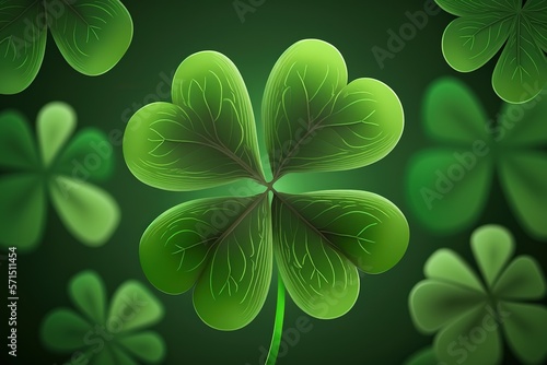 ST Patrick s day green background clover leaf selected fucus for ST Patrick& x27;s day celebration design background photo