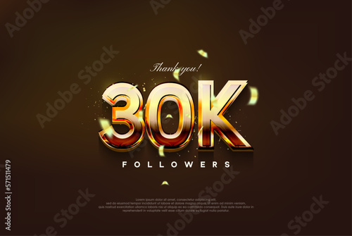 modern design with shiny gold color to thank 30k followers.