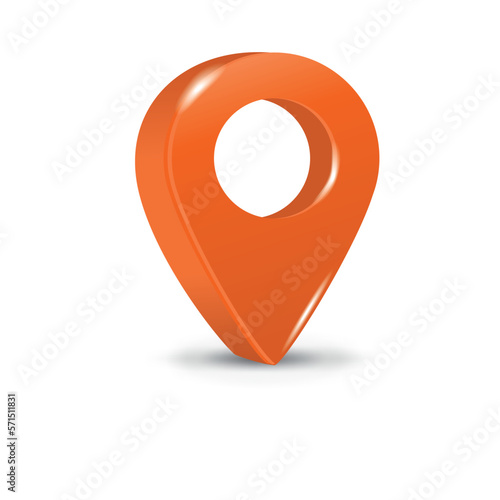 Orange 3d pointer of map isolated on a white background