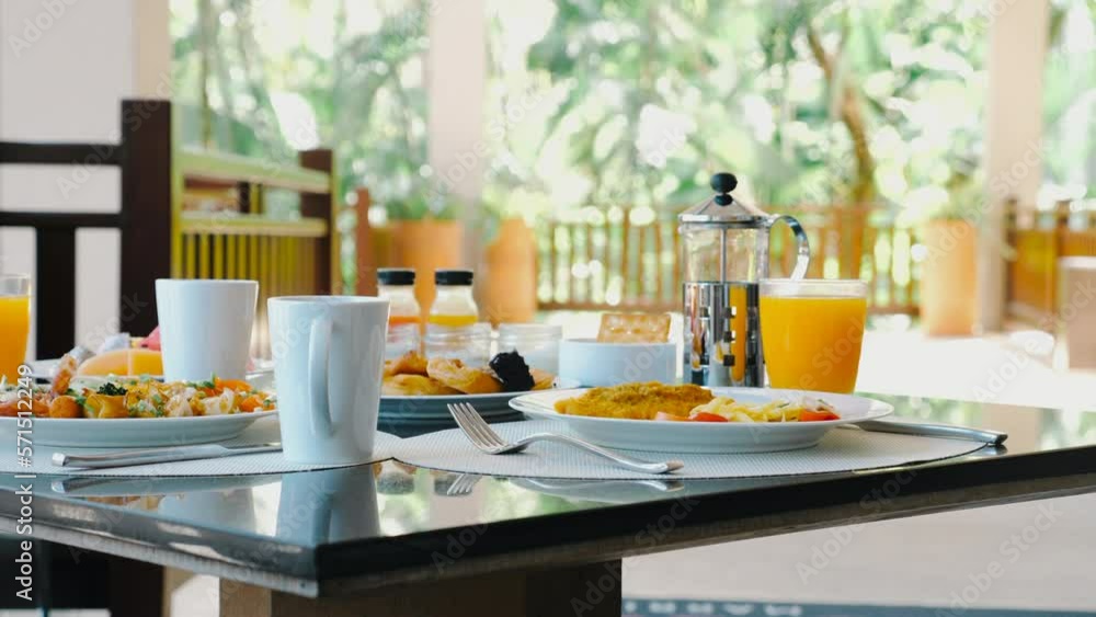 Fresh food and juices served in luxury outdoor restaurant Fresh food and juices served in luxury outdoor restaurant