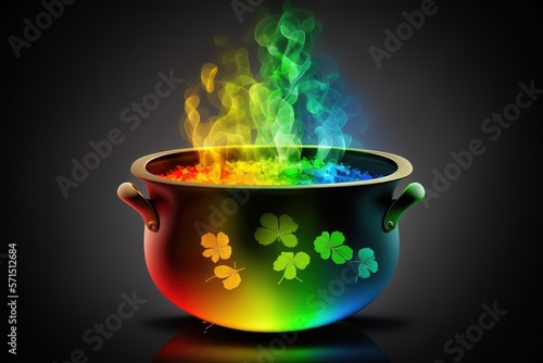 Colourful St Patrick's Day Pot of Gold Traditional Irish Concept