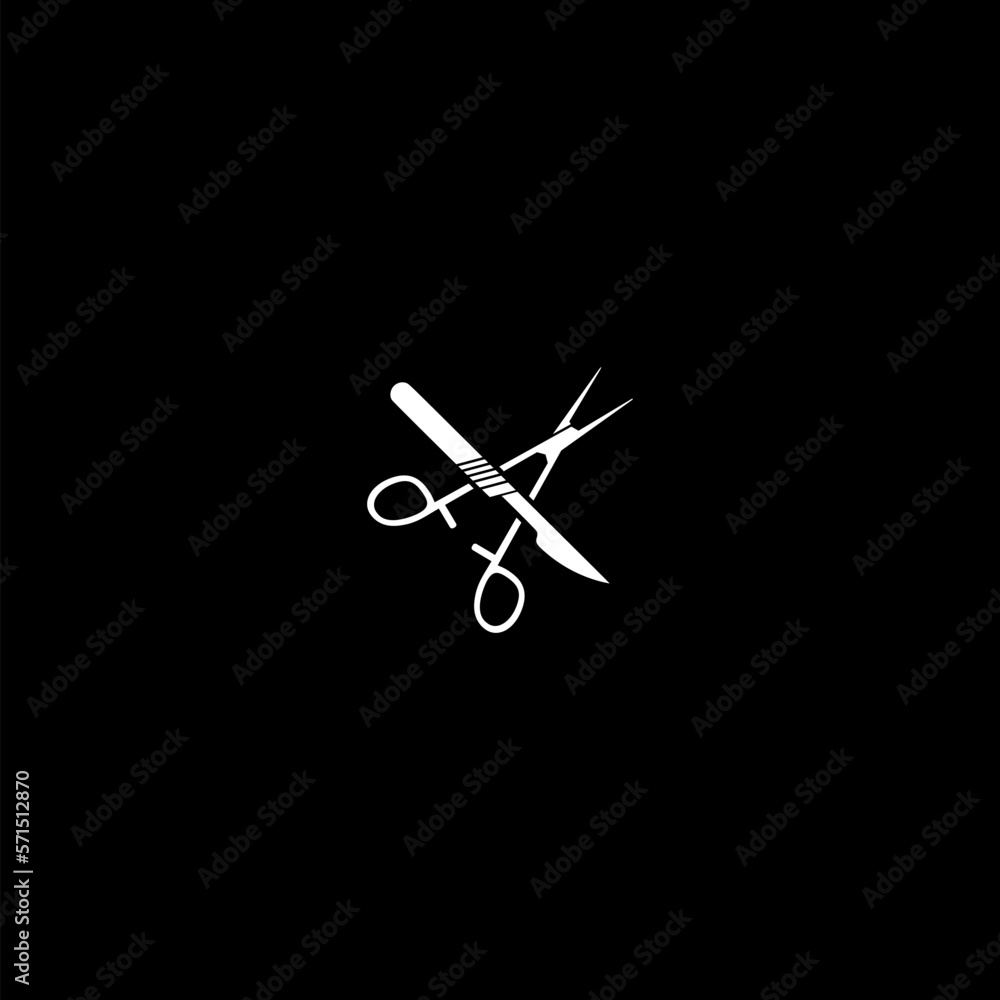 Surgical instruments icon isolated on dark background Surgical instruments icon isolated on dark background