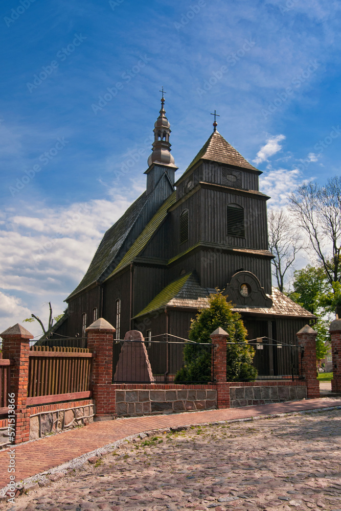 Fototapeta premium St. Michael the Archangel Church in Domachowo, village in Greater Poland voivodeship. Poland