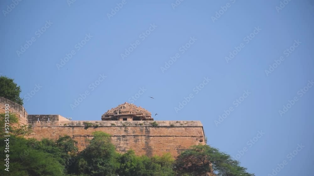 Saas bahu ancient temples on gwalior fort with Vultures revolving near it Saas bahu ancient temples on gwalior fort with Vultures revolving near it