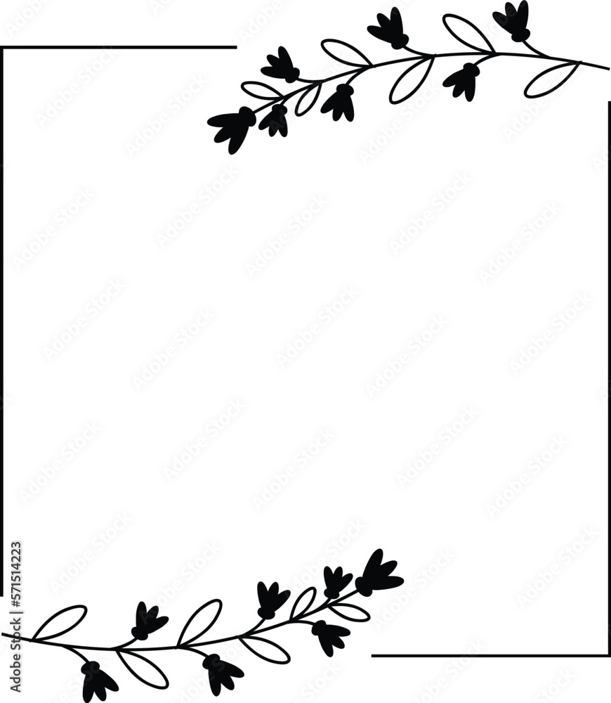 Fototapeta premium Line Art Flower Frame