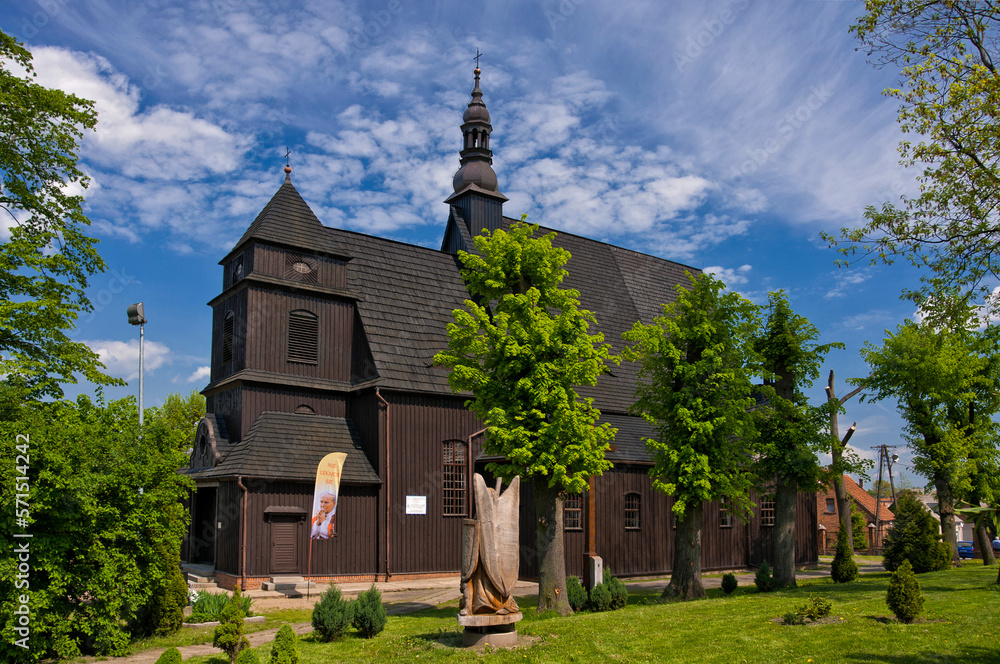 St. Michael the Archangel Church in Domachowo, village in Greater Poland voivodeship. Poland