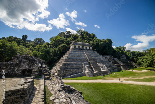palenque mayan piramid in the forest - chiapas mexico