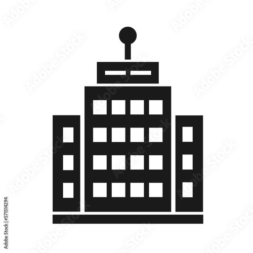 Vector illustration, logo, web icon of a multi-storey city building, house . Isolated on a white background.
