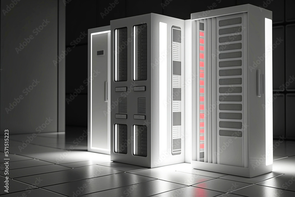 Laptop Computer Terminal In Industrial Server Room. AI generativ. Laptop Computer Terminal In Industrial Server Room. AI generativ.