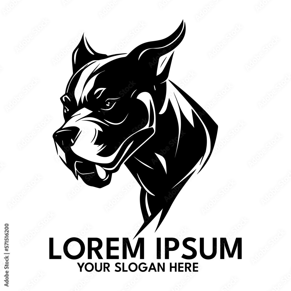 Angry Pitbull silhouette, Vector logo illustration Angry Pitbull silhouette, Vector logo illustration