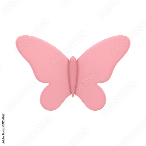 Canvas Print Pink cute butterfly Easter spring holiday decor element 3d icon realistic vector