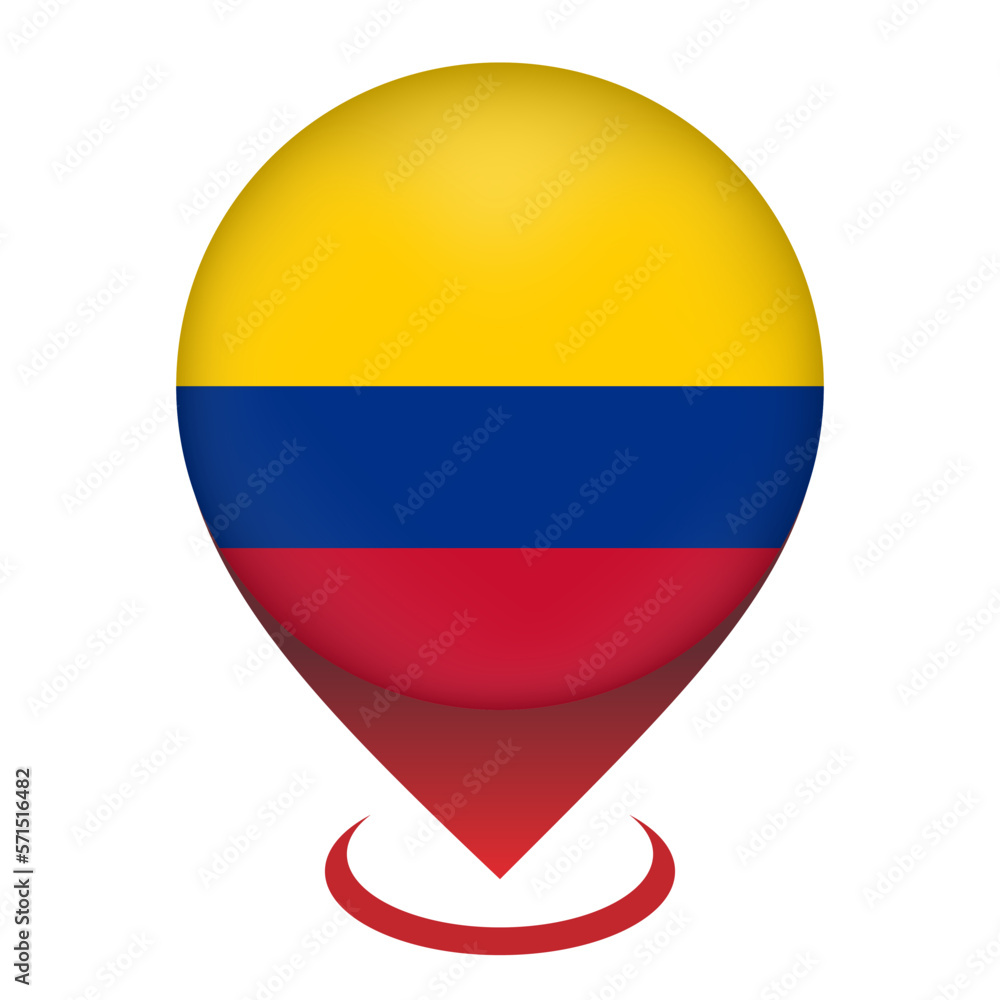 Map pointer with contry Colombia. Colombia flag. Vector illustration. Map pointer with contry Colombia. Colombia flag. Vector illustration.