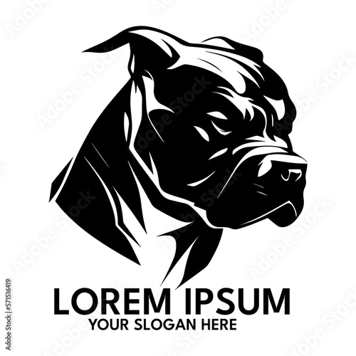 Angry Pitbull silhouette, Vector logo illustration