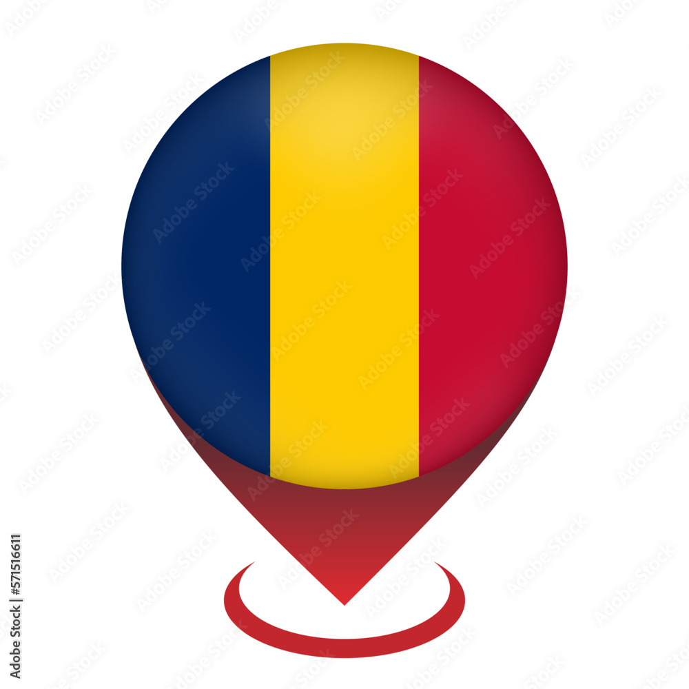 Fototapeta premium Map pointer with contry Chad. Chad flag. Vector illustration.