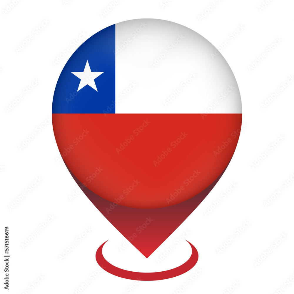 Fototapeta premium Map pointer with contry Chile. Chile flag. Vector illustration.