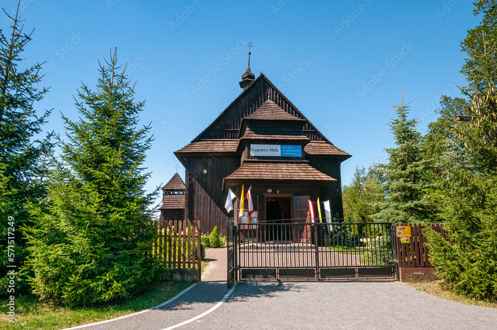 Fototapeta premium Wooden Church of St. Mary Magdalene in legonice Małe, Masovian Voivodeship, Poland
